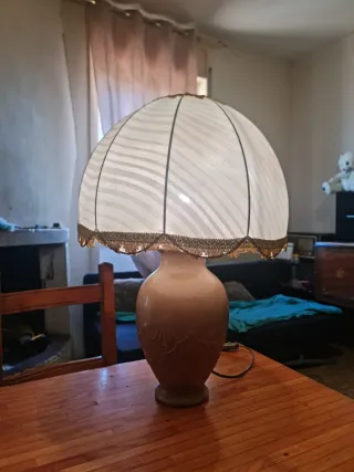 Lampada vintage paralume tessuto dipinta a mano
