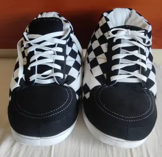 Zapatillas Flamingueo Cuadros Blanco y Negro