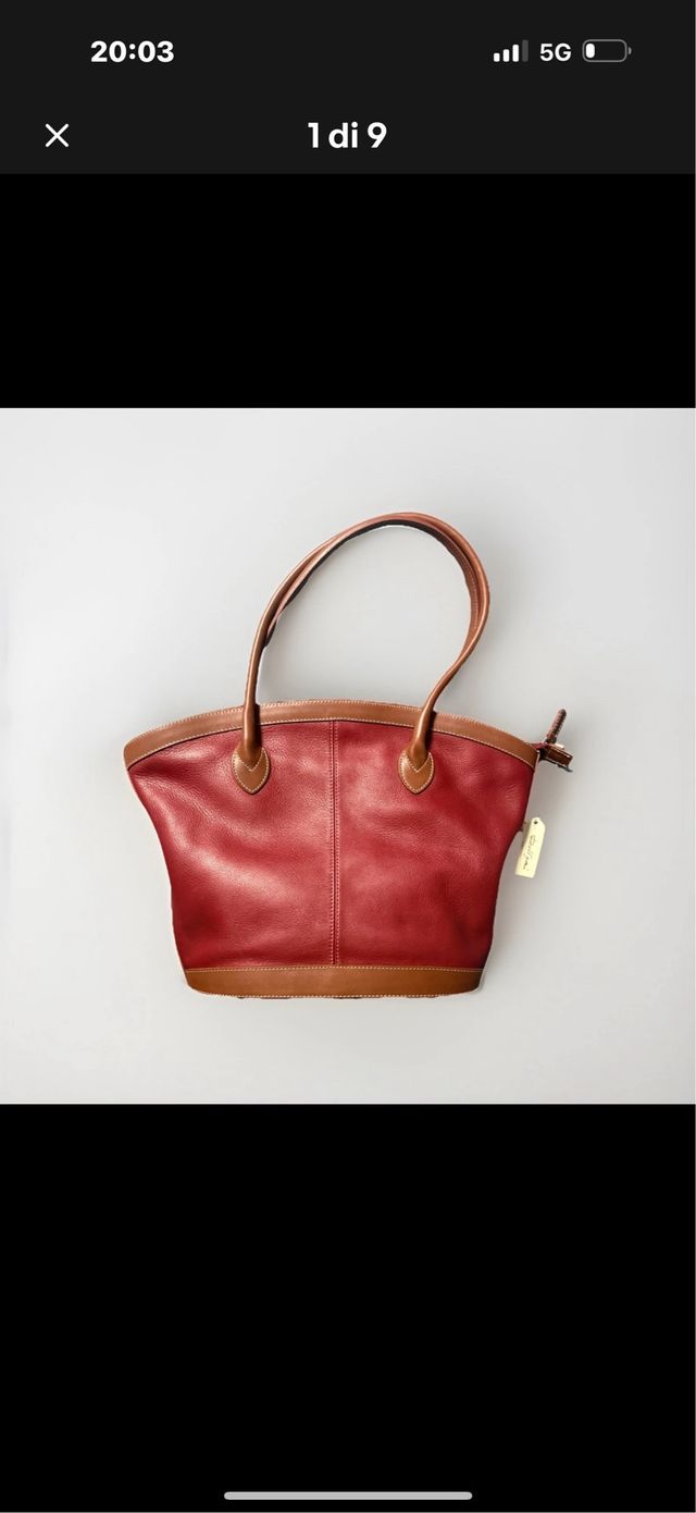 Borsa a spalla Dell'Ga vera pelle rossa e cuoio