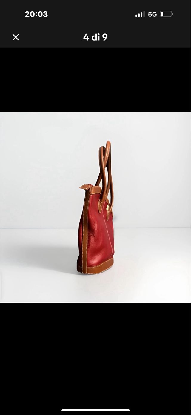 Borsa a spalla Dell'Ga vera pelle rossa e cuoio