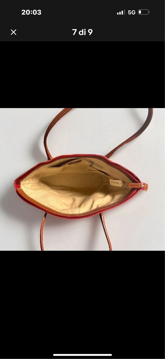 Borsa a spalla Dell'Ga vera pelle rossa e cuoio