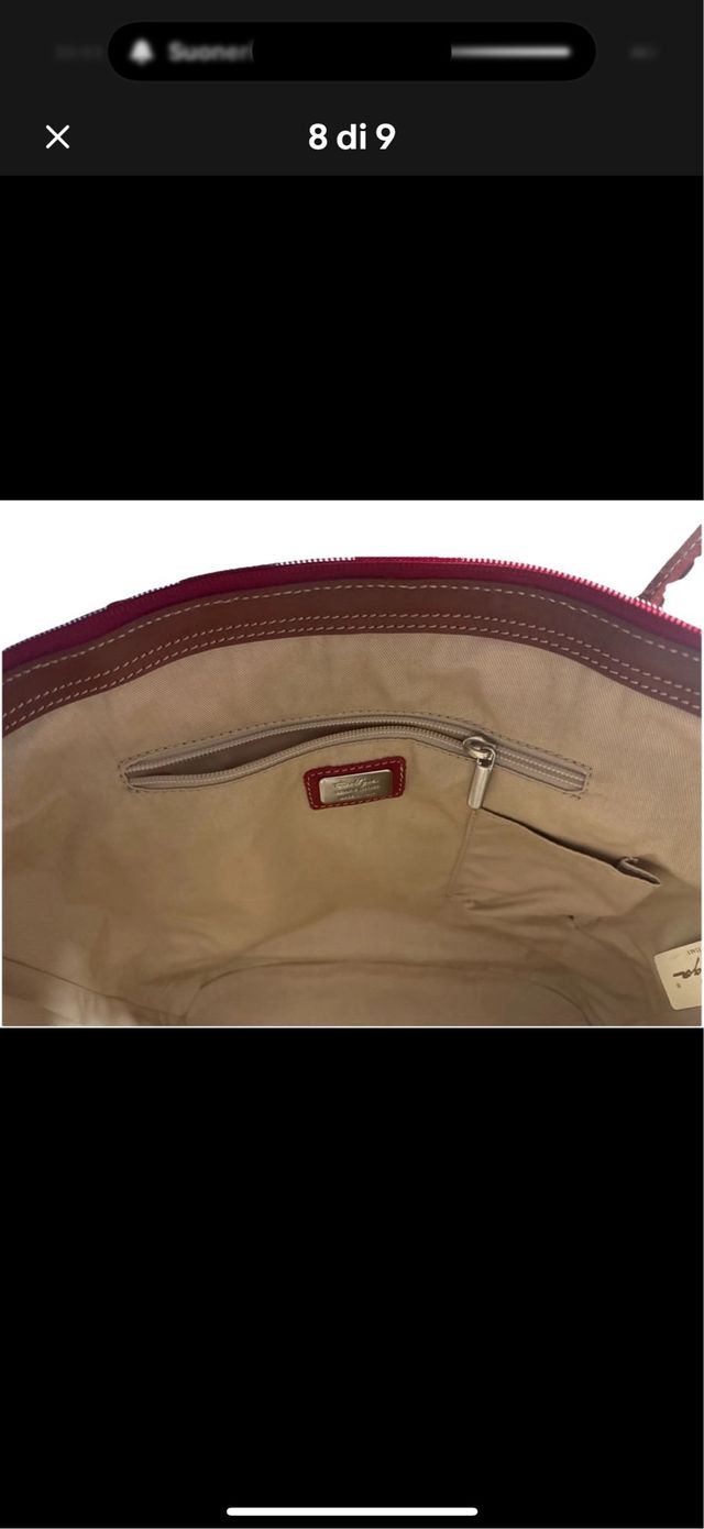 Borsa a spalla Dell'Ga vera pelle rossa e cuoio