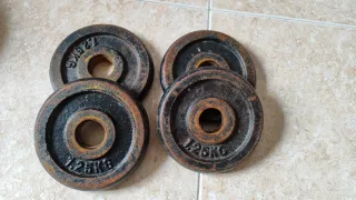 Mancuernas de acero con discos de hierro y cierres