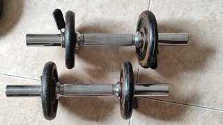 Mancuernas de acero con discos de hierro y cierres