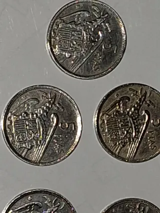 Monedas 5 Pesetas España x5. Año 1957