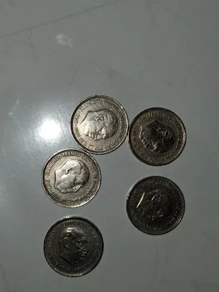 Monedas 5 Pesetas España x5. Año 1957