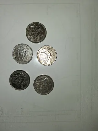 Monedas 5 Pesetas España x5. Año 1957