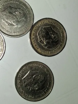 Monedas 5 Pesetas España x5. Año 1957