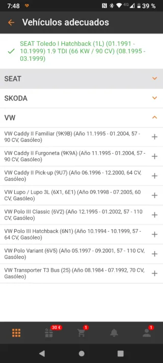 Filtro Gasoil RIDEX 9F0174 compatible grupo VAG