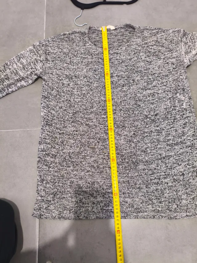 Jersey largo mujer gris y blanco , talla M