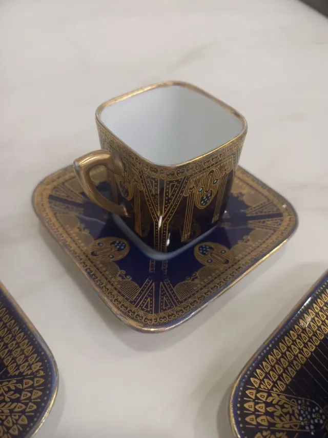 Juego Tazas Café Antiguas con Platillos