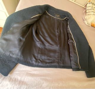 Chaqueta negra estilo motero, de vestir