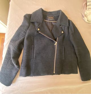 Chaqueta negra estilo motero, de vestir