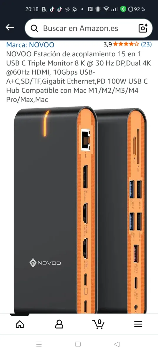 Estación Acoplamiento NOVOO 15 en 1 USB C