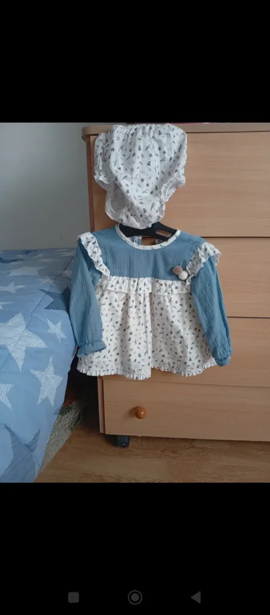 Conjunto bebé vestido y braguita