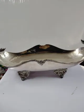 Bandeja Plata Antigua Decorada