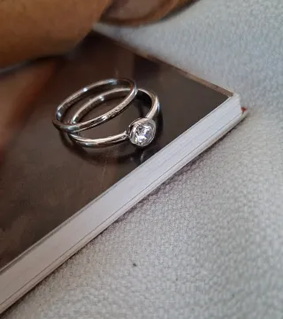 Anillos Plata Ley con Circonita