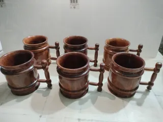 Jarras de madera rústicas (Set de 6)