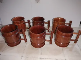 Jarras de madera rústicas (Set de 6)