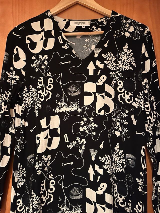 Vestido Nice Things estampado blanco y negro