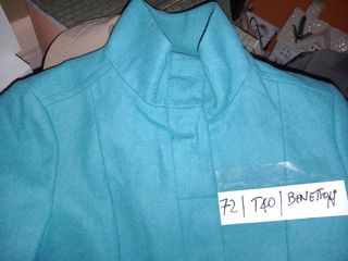 72- Abrigo BENETTON mujer, turquesa 40 - NUEVO
