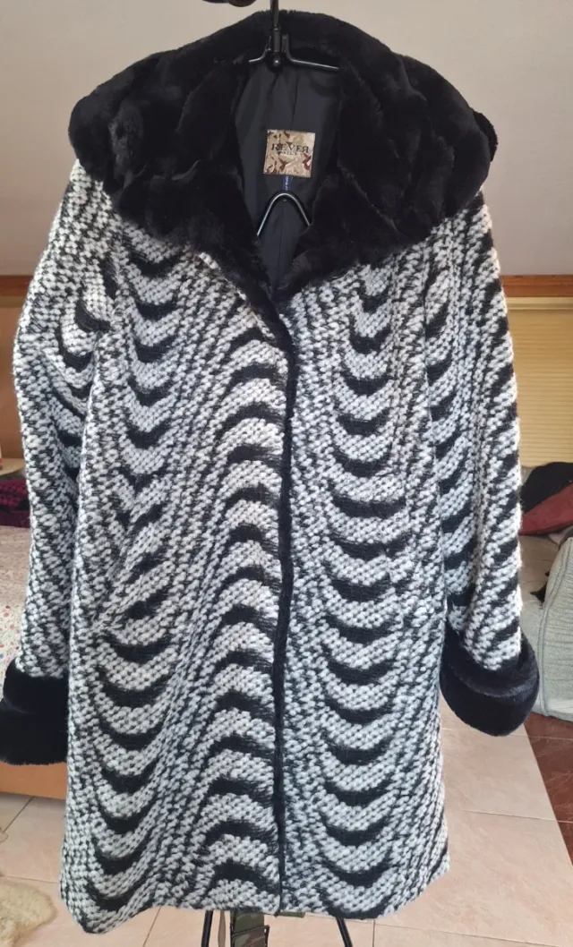 Abrigo Mujer Talla 46 Negro/Blanco