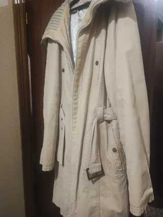 Chaqueta larga de pana Beige