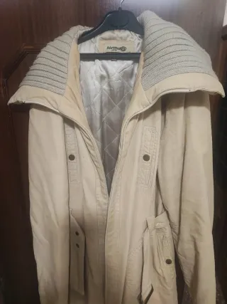 Chaqueta larga de pana Beige