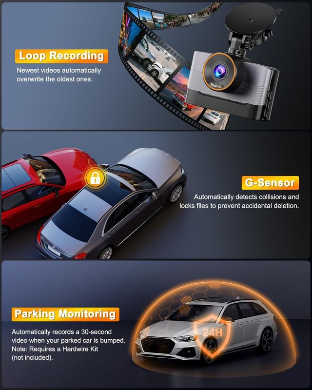 Dashcam 4K + 1080P WiFi