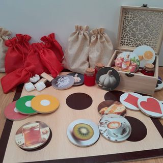 Jogo sensorial em madeira para idosos