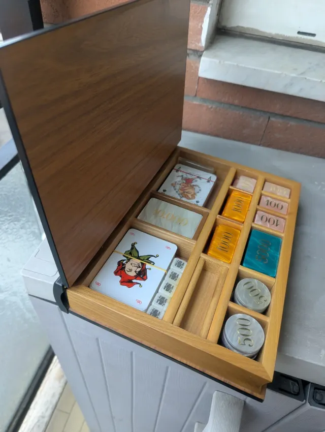 Scatola gioco legno con fiches madreperla