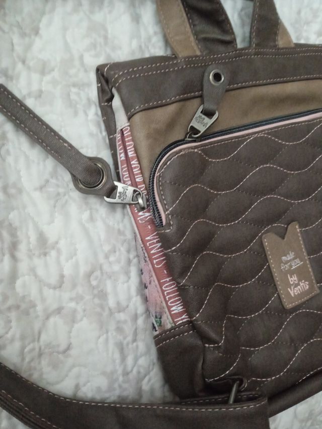 Bolso Mochila Antirrobo Marrón Multicolor