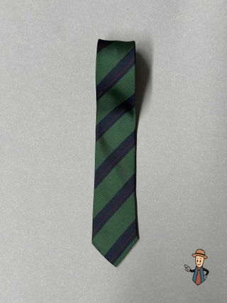 Corbata vintage rayas verde, azul marino y burdeos