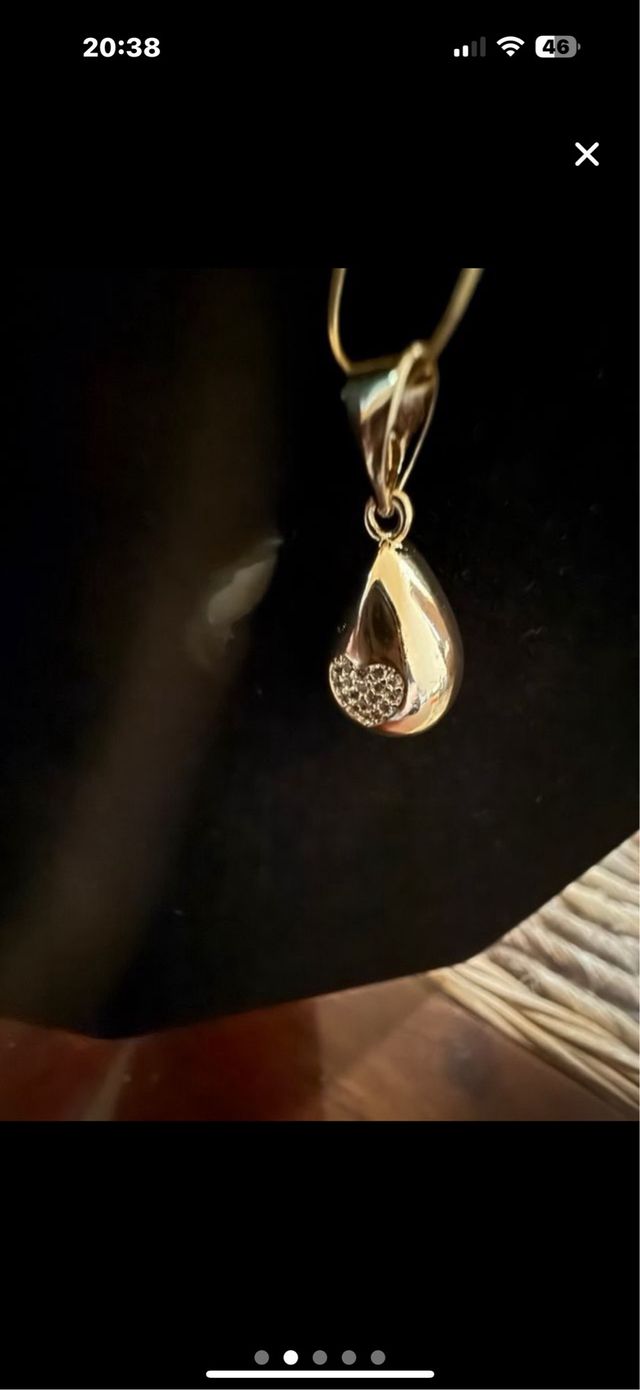 colgante gota oro laminado de 14 k
