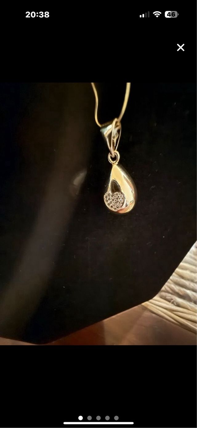 colgante gota oro laminado de 14 k