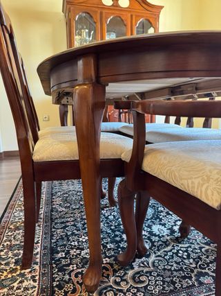 Mesa de comedor extensible madera y cristal