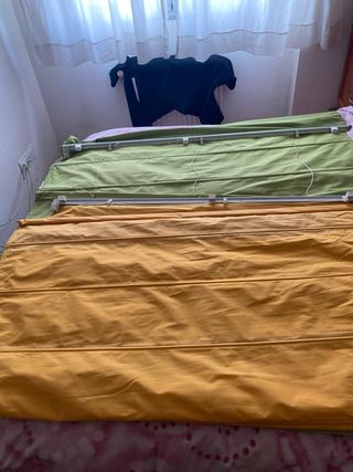 2 Estores/Cortinas Verde y naranja