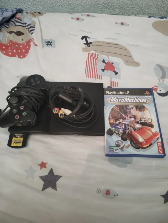 Consola PlayStation 2 Negra + Juego Micro Machines