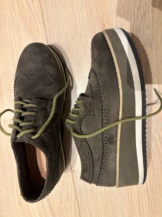 Zapato Inglés Blucher Plataforma color verde