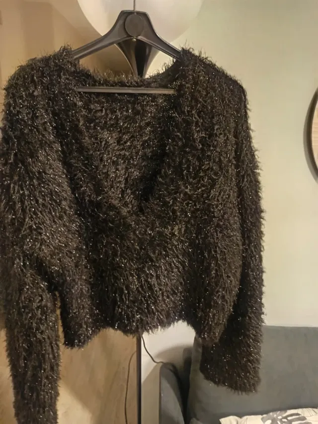 Jersey H&M pelo negro plateado T-M