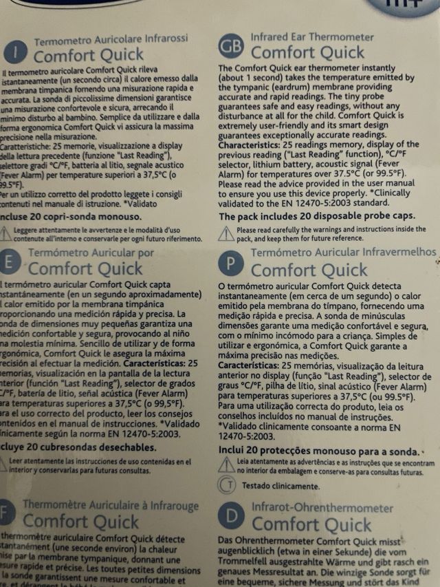 Termometro Auricolare Chicco Comfort Quick