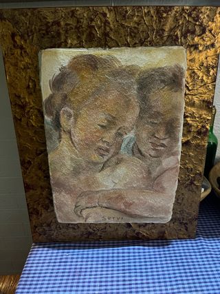 Quadro pittura su intonaco cornice legno