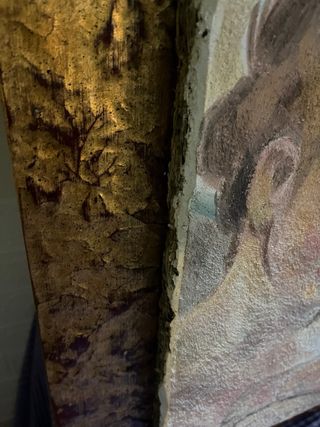 Quadro pittura su intonaco cornice legno