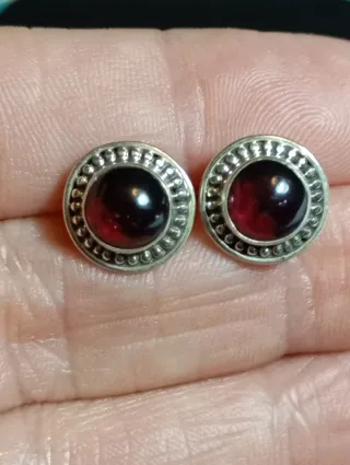 Pendientes Plata Ley granate