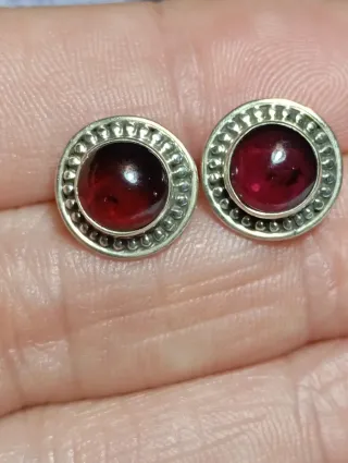 Pendientes Plata Ley granate