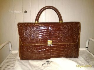 Borsa vintage Ape Regina marrone coccodrillo