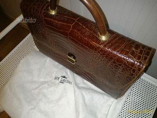 Borsa vintage Ape Regina marrone coccodrillo