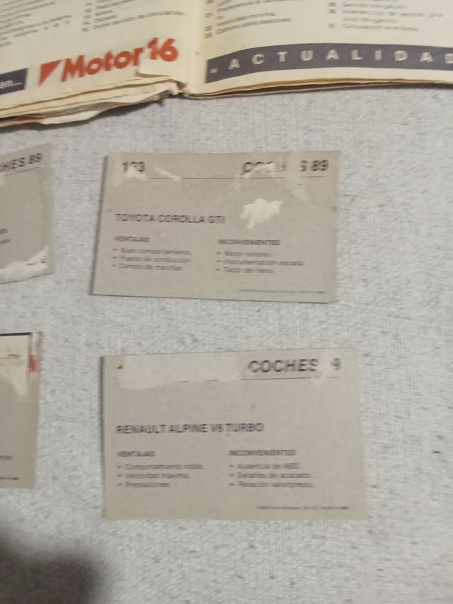 Cromos de coches de álbum motor 16