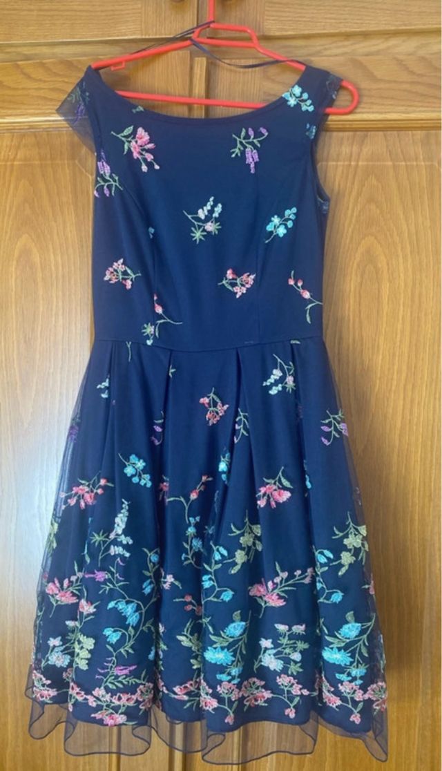 Vestido Dina&Dess tul flores azul