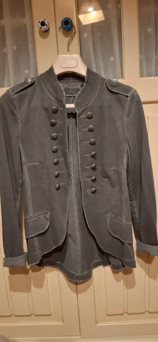 Americana terciopelo mujer gris